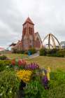 Christ Church Cathedral and the Whalebone Arch in Stanley-Falkland Islands Art Print